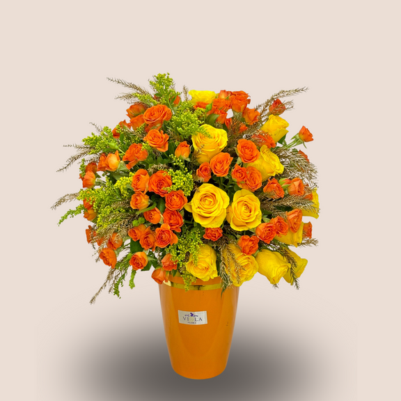 Monochromatic Yellow Vase Arrangement Qatar Heartfelt Floral