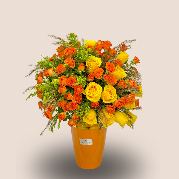 Monochromatic Yellow Vase Arrangement 