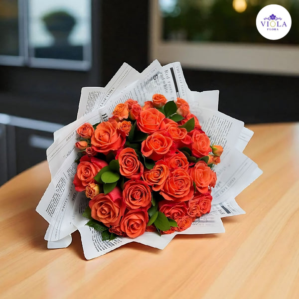 Sunset Rose Bouquet باقة ورود غروب الشمس